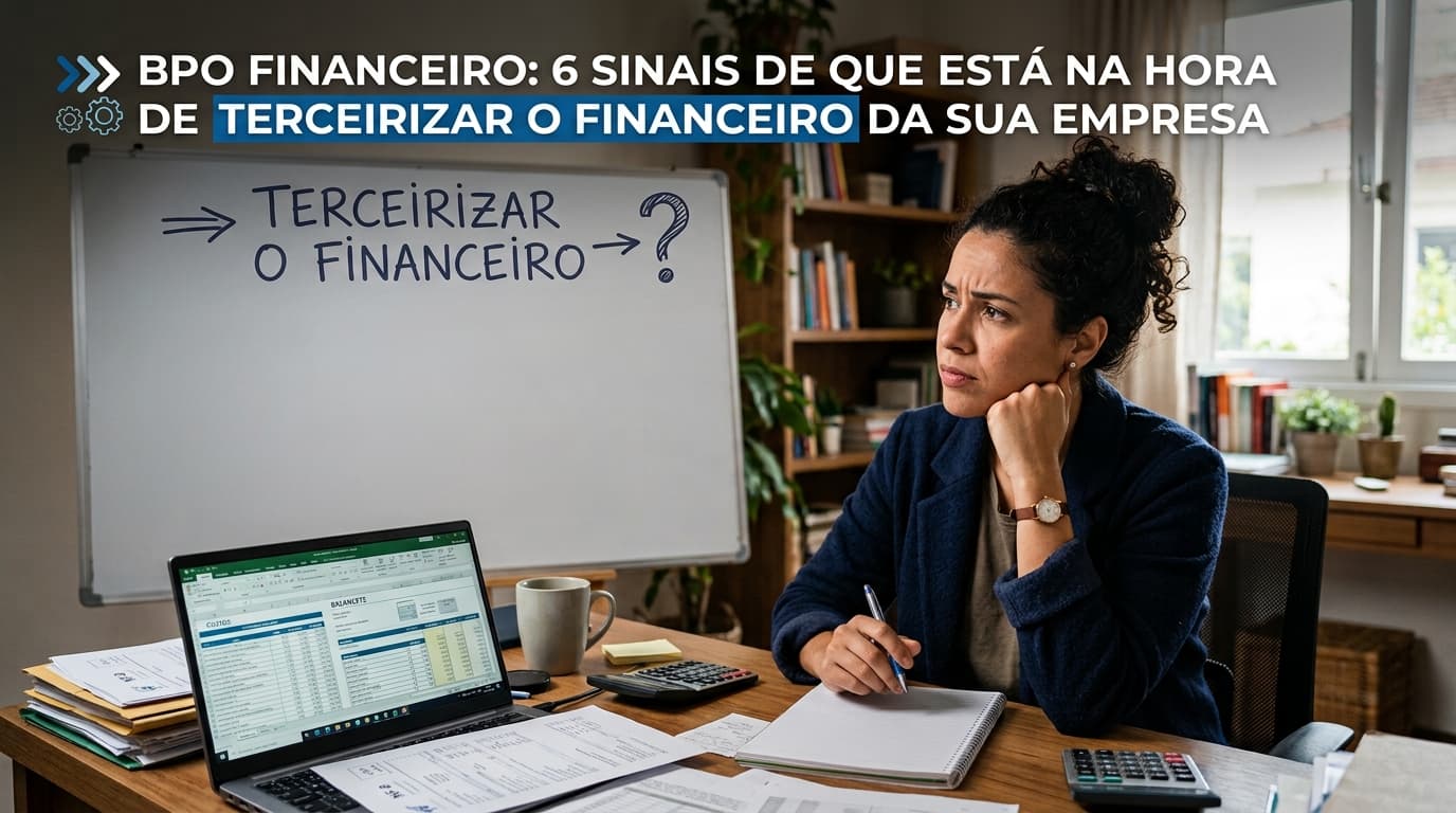 Empresário pensando se terceiriza ou não o financeiro